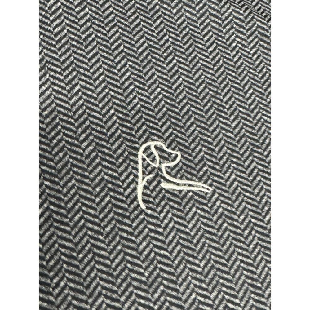 Rhoback M Black Gray Chevron Herring Bones Polo Shirt Athleisure Relax Golf - Picture 5 of 10